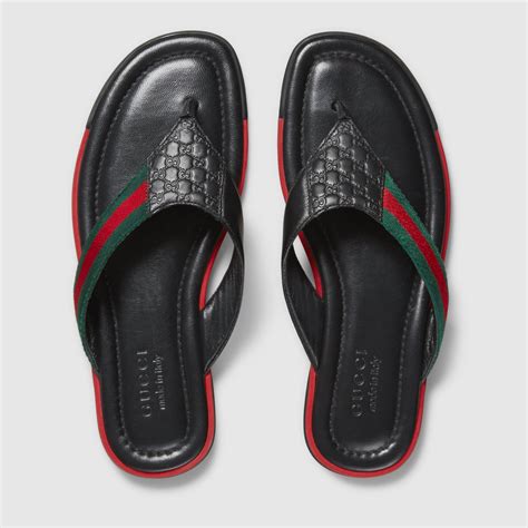 gucci men leather logo thong sandals|gucci strap sandals for men.